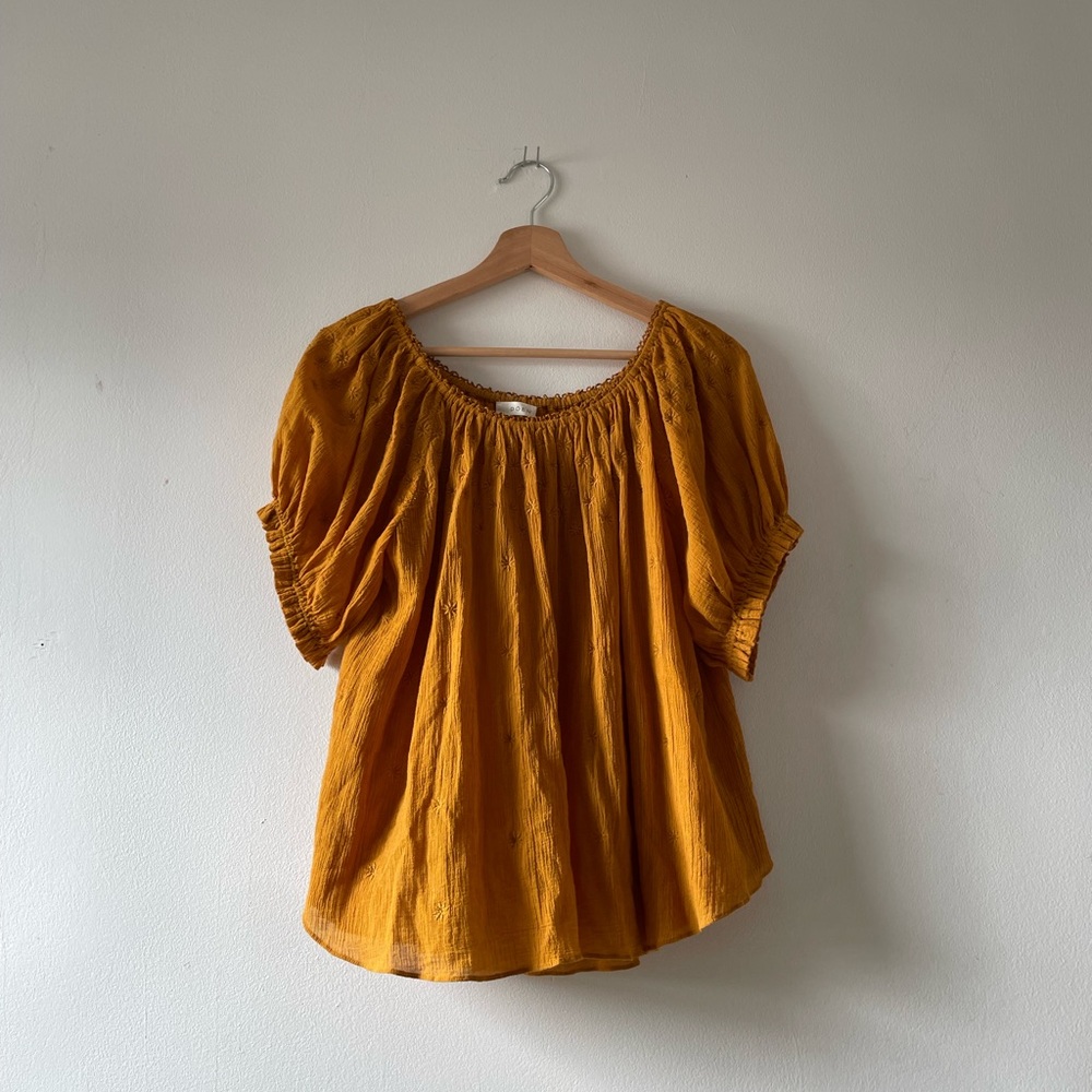 Doen Mustard Yellow Peasant Blouse